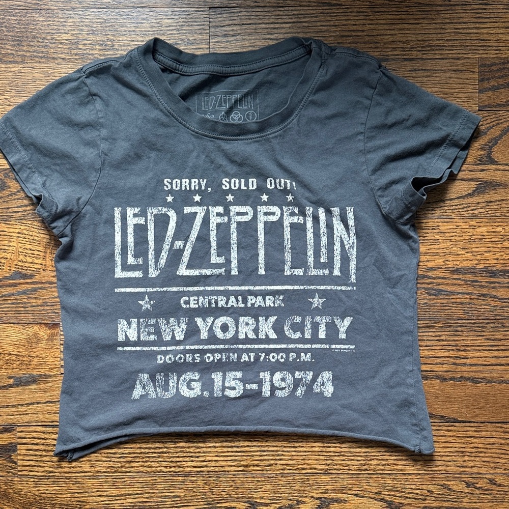Led Zeppelin Charcoal Graphic Crop Top